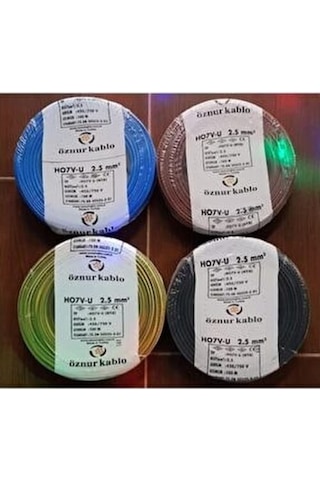 Öznur 1,5Mm & 2,5Mm Nya Kablo Tek Damar %100 Tam Bakır 100 Metre