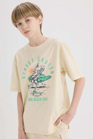 DeFacto Erkek Çocuk Bisiklet Yaka Baskılı Kısa Kollu Tişört E0169A825SMBG354