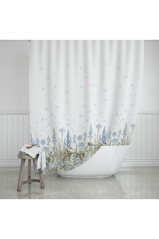 Banyo Perdesi 2x110x200 Çift Kanat Duş Perdesi + Halka Duşakabin Perdesi 2558 Çok Renkli