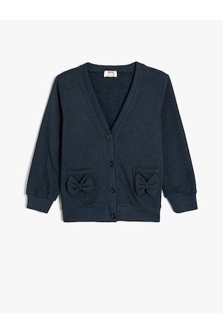 Koton Okul Sweatshirt Düğme Kapamalı Yaka Fiyonk Detaylı Cepli Pamuklu Lacivert 5wkg10001ak Lacivert