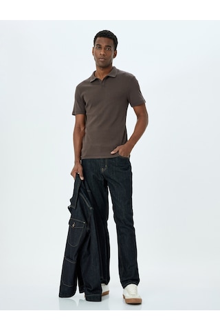Koton Kısa Kollu Pamuklu Slim Fit Polo Yaka Tişört Kahverengi 5sam10025mk Kahve Kahverengi