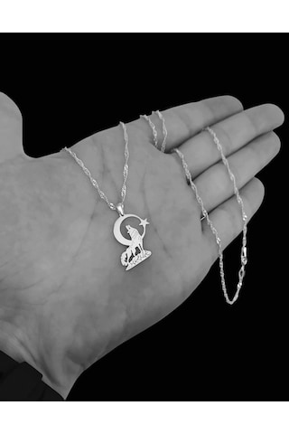 Modahilye 925 Ayar Gümüş Bozkurt Ay Yıldız Kolye Gümüş