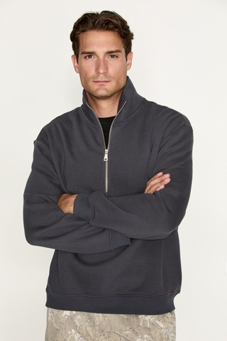 Grımelange Ceremıno Erkek Yarım Fermuarlı Gri Sweatshirt