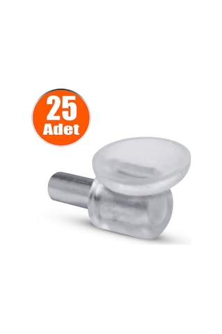Vantuzlu Raf Pimi Şeffaf Cam Tutucu Mobilya Dolap Pimi 25 Adet