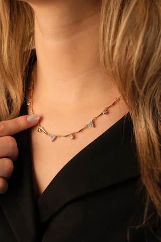 Çildan Womens Zirkon Taşlı Gold Kolye