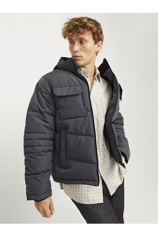 Jjbuıld Puffer Jacke - 12256858 Dark Grey Melange Koyu Gri Melanj