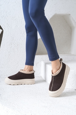 D436 Kadın Soğuk Geçirmez Kışlık Bot Kahverengi