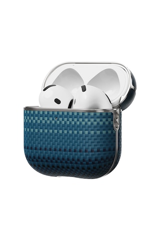 Apple Uyumlu AirPods Pro 2 Kılıf Aramid Fiber Pitaka Tactile Woven Sunset-moonrise Serisi Sunset Kapak Mavi