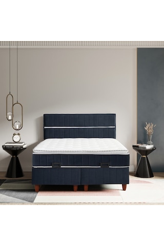 Çift Kişilik Stil Lacivert Yatak Baza Başlık Seti 3 Ü Bir Arada Konuma Özel Teslimat 160 x 200 CM Çift Kişilik Stil Lacivert Yatak Baza Başlık Seti 3 Ü Bir Arada Konuma Özel Teslimat 160 x 200 CM