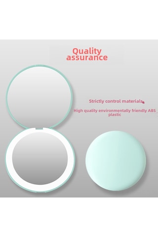 Hangfox Portatif Katlanabilir Led Aydınlatmalı Makyaj Aynası - İki Yönlü 2x Büyütme Özelliği İle Cep Boyutunda Yeşil Hediyelik镜