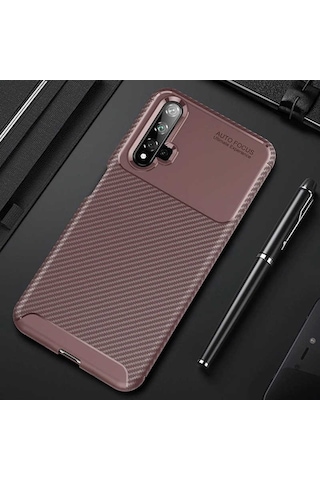 Huawei Nova 5T Kilif Silikon Esnek Karbon Görünüm Negro 404020710