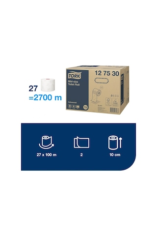 Tork 127530 Rulo Tuvalet Kağıdı 2 Katlı 27 Rulo X 100 Yaprak