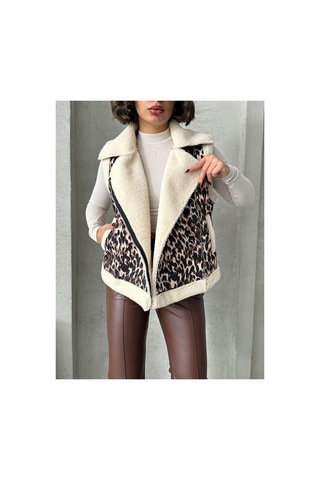 Verymoda Peluş Yelek Vmf1828 Leopar D2
