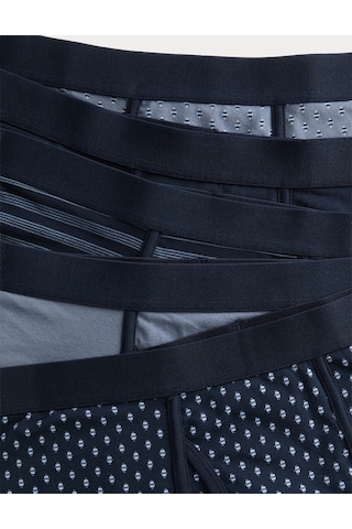 Marks & Spencer 5'li Pamuklu Streç Geometrik Trunk Seti T14004818s Mavi Mix