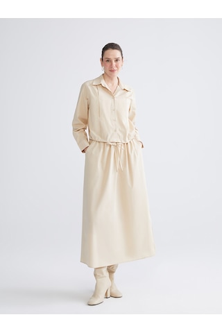 Lcwaıkıkı Classic Bej Poplin Kadın Gömlek