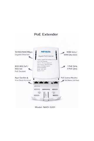 Nvd-3201 1 In 3 Gigabit Out Poe Repeater Extender Waterproof Outdoor