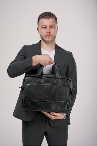 Ççs 71471 Hakiki Deri Evrak Çantası Siyah