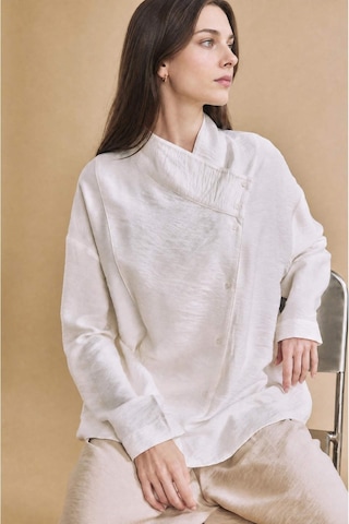 Defacto Relax Fıt Kruvaze Yaka Uzun Kollu Beyaz Tunik H5535ax26hswt46 Beyaz-wt46