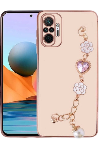 Xiaomi Redmi Note 10 Kılıf El Tutamaçlı Kamera Korumalı Zore Taka Silikon Kapak Pembe