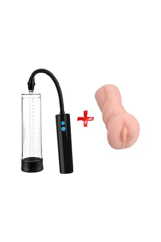 Truva Shop Passion Pump Man Otomatik 22 Cm Usb Şarjlı Penis Pompası + Vajina Mastürbatör