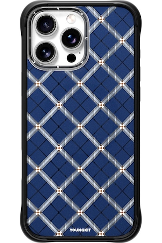Apple Uyumlu iPhone 16 Pro Max Kılıf M-safe Şarj Özellikli Youngkit Argyle Serisi Kapak Mavi