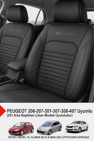 İstanbul Serisi Deri Oto Koltuk Kılıfı Peugeot 206-207-208-306-307-407- Uyumlu