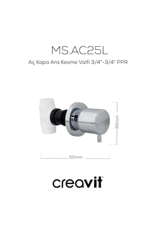Creavit Aç Kapa Ara Kesme Valfi 3/4"-3/4" Ppr Krom Ms.ac25l