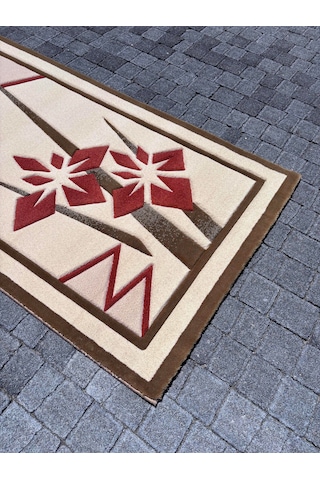 Saray Halı Vizyon Carving 9057 Krem 80x300 Gülkurusu 3 Metre Yolluk