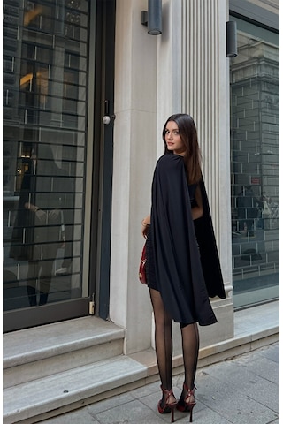 Kadın Drape Detaylı Mini Elbise Şık, Uzun Kollu, Davet Elbisesi-kırmızı - M Siyah