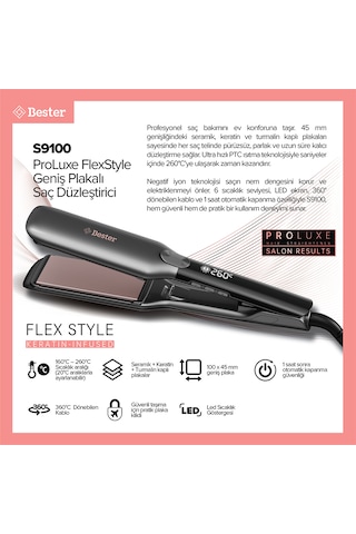 Bester S9100 Proluxe Flexstyle 45mm Geniş Plakalı Saç Düzleştirici