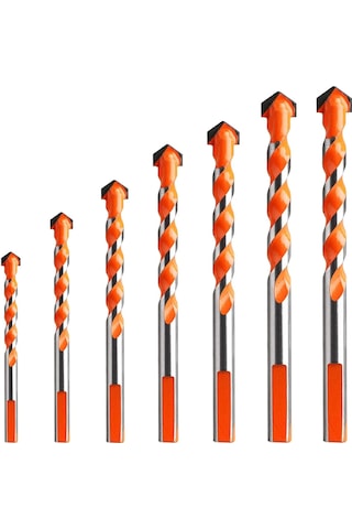 Cam Matkap Ucu Seti, 7 Adet Üçgen Alaşım Matkap Seti, Çok Amaçlı