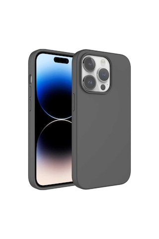 Apple Uyumlu iPhone 14 Pro Kılıf Sıvı Teknolojili Silinebilir Sert Zore Kivi Kapak Gri
