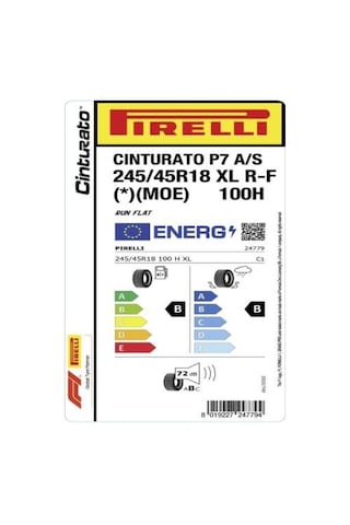 Pirelli 245/45R18 100H XL Rft Cinturato P7 A/S Moe Dört Mevsim Lastiği 2024
