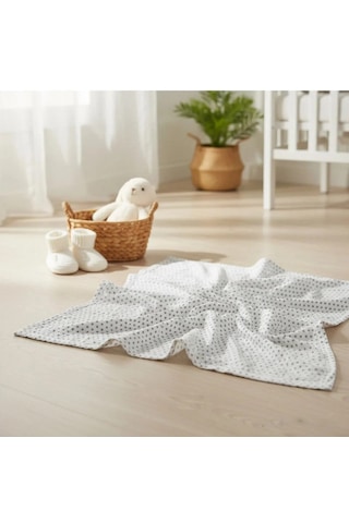 Elegancehome Babysoft %100 Pamuk Müslin Bebek Battaniyesi 110x110 Cm Beyaz