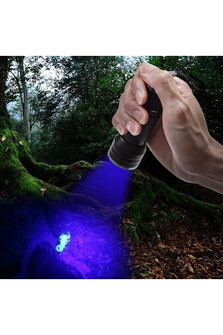 21 Adet Mor Led'li Uv Işınlı 10cm Alüminyum Kasa Pilli El Feneri