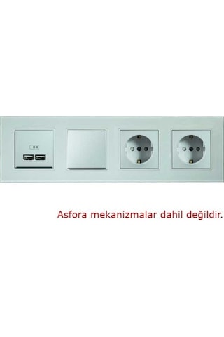 Arvehu Asfir Schneider Asfora Serisine Özel Dörtlü Beyaz Plexiglas Anahtar Priz Çerçevesi