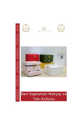 Takıkutusu Lüks Şık Organizer Takı Çantası Modern Saklama Kutusu Deri Kaplamalı Makyaj Takı Kutusu