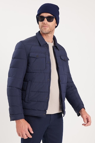 Tudors Erkek Regular Fit Klasik Kesim Çift Cepli Çıtçıt Kapamalı Koyu Mavi Mont-41601 Koyu Mavi