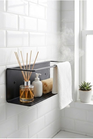 Orret Home Yapışkanlı Banyo Organizer Rafı Paslanmaz Siyah Metal Duvar Tipi Raf Delmeden Montajl Sku: Smgstk7ff2e15b99 Açık Gri