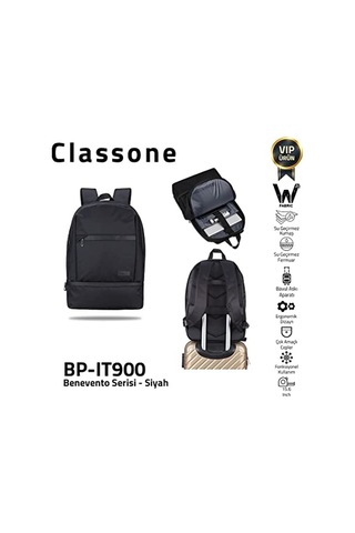 One Bp-ıt900 Benevento Serisi 15,6su Geçirmez Kumaş,su Geçirmez Fermuar, Laptop,notebook Sırt Çantası-siyah Genel