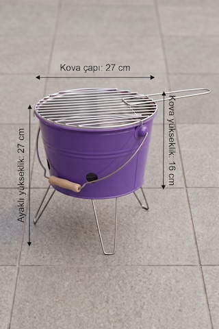Küçük Katlanabilir Metal Piknik Izgara Mangal Barbekü Mor