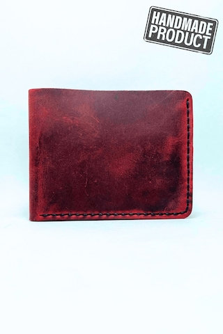 El Yapımı Hakiki Deri Premium Cüzdan Kırmızı Geniş Model Kırmızı