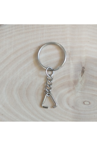 100 Adet - Zincirli Metal Anahtarlık Halkası 25 Mm Gümüş Renk