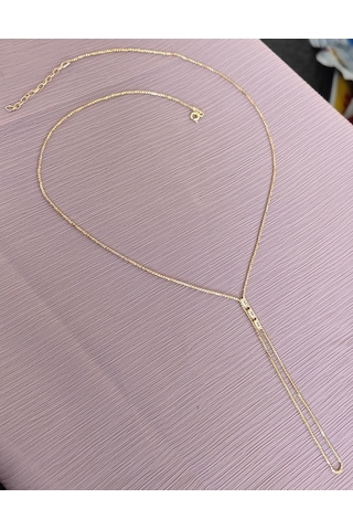 Baget Taşlı Kutu Zincirli Gümüş Şahmeran Bileklik - Gold Renk Altın