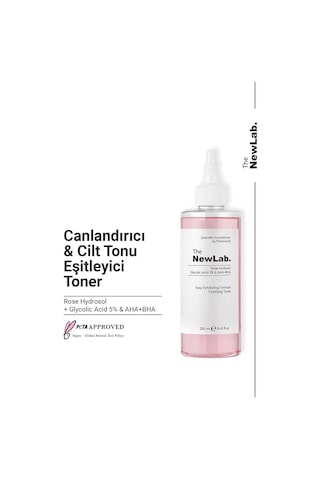 The NewLab Aydınlatıcı, Cilt Tonu Eşitleyici Ve Gözenek Sıkılaştırıcı Toner (Glycolic Acid 5% Aha Bha) 250 Ml