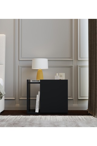 50 Cm Mdf Modern Siyah Komodin Çok Amaçlı Dolap Yan Sehpa