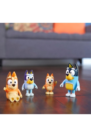 Blueyplus Aksiyon Figür Seti Bandit Chilli Mini Dost 4lü Resmi Koleksiyon Oyuncak Çocuklar İçin Seti Sünger Bob