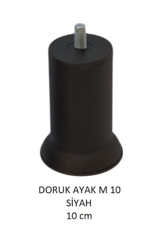 Doruk Ayak, Cıvatalı Baza Koltuk Dolap Ayağı, Metal, Siyah, M10, 10 Cm Siyah