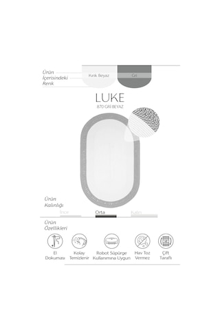 Cool Halı Luke 870 Beyaz Oval Halı Paspas Örgü Hasır Kilim Yolluk Bohem Mutfak Balkon Banyo Halısı