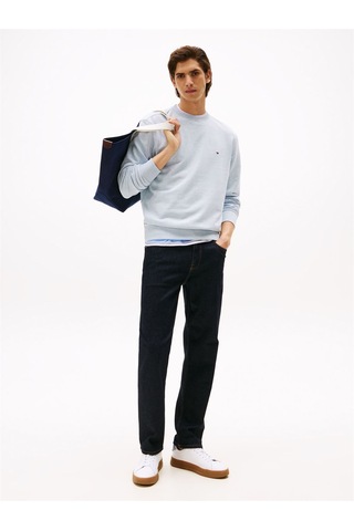 Tommy Hilfiger Essentıal Terry Crewneck Erkek Mavi Sweatshirt - Mw0mw37237